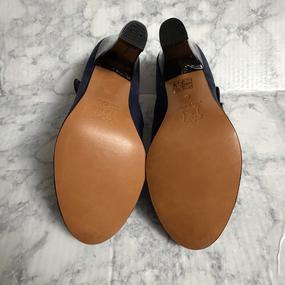 Re-Mix Vintage Footwear Cloche T-straps in Navy Suede/Black Patent, Size 6 - Picture 15 of 16